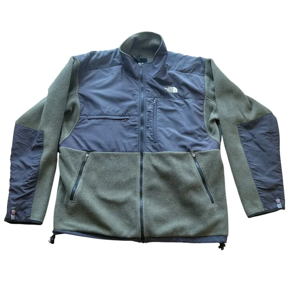 The North Face Denali Fleece Jacket Men XL Olive Green Dark Gray Full Zip